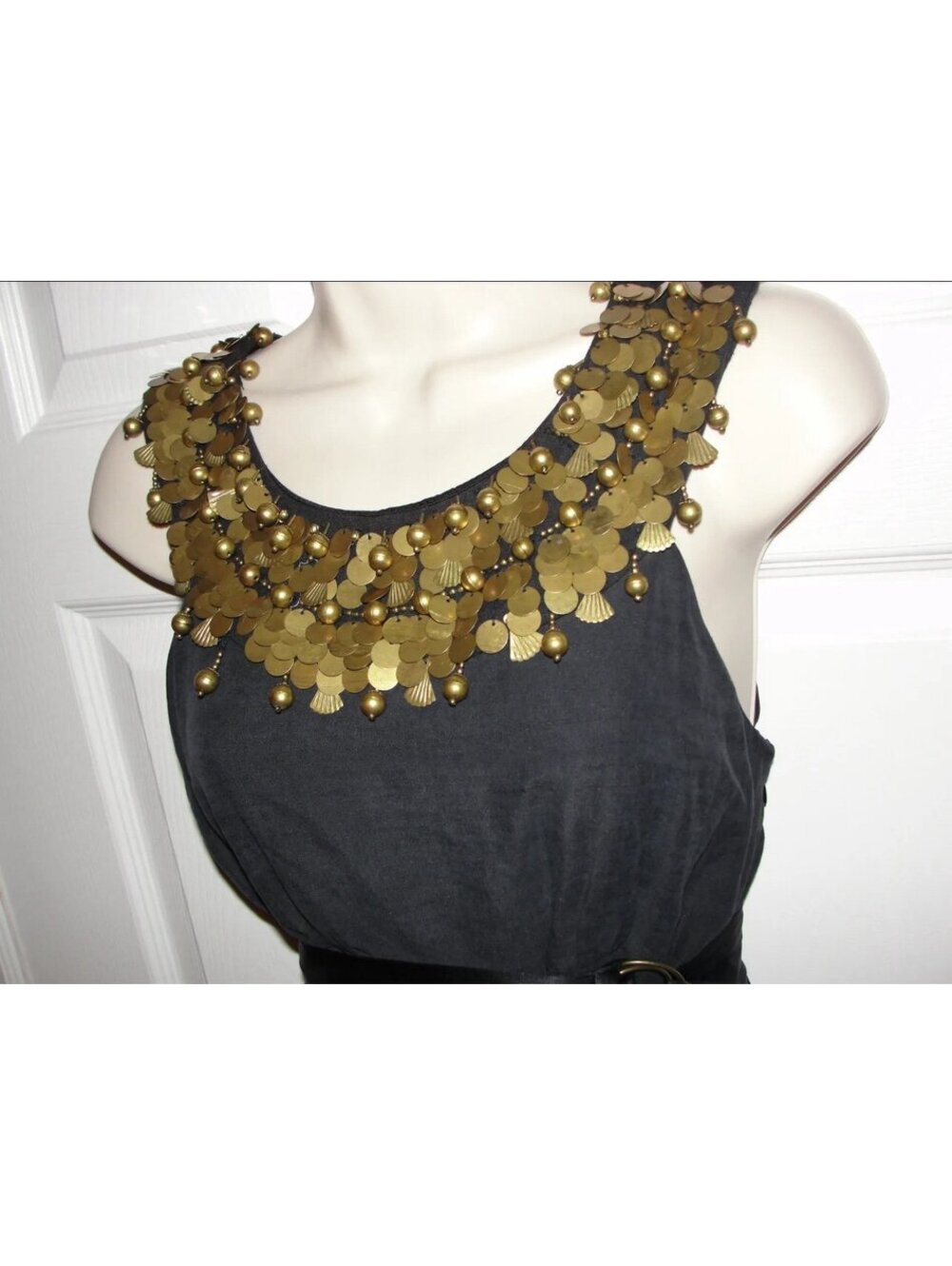 ANTHROPOLOGIE MINT JODI ARNOLD BLACK SILK LINEN DRESS SIZE 6 GYPSY BELLS GYPSY
